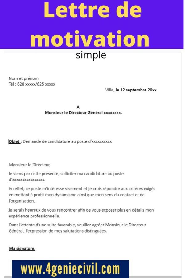 modèle lettre motivation stage