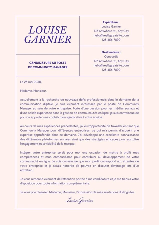 lettre motivation anglais