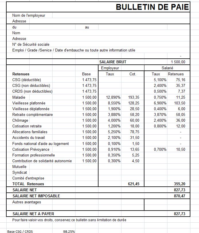 Conversion salaire brut net