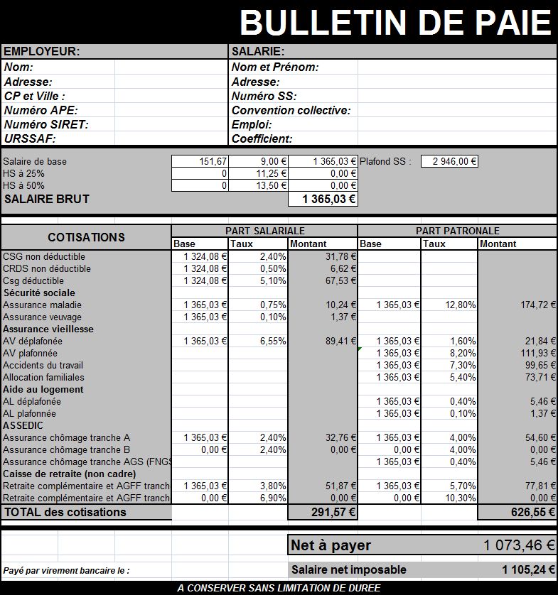 Guide salaire brut en net