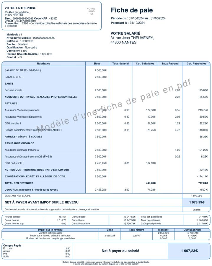 Calcul salaire net centenaire