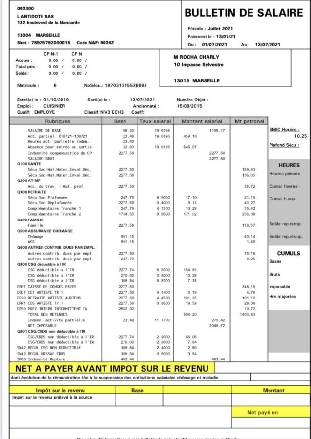 Conversion salaire brut net