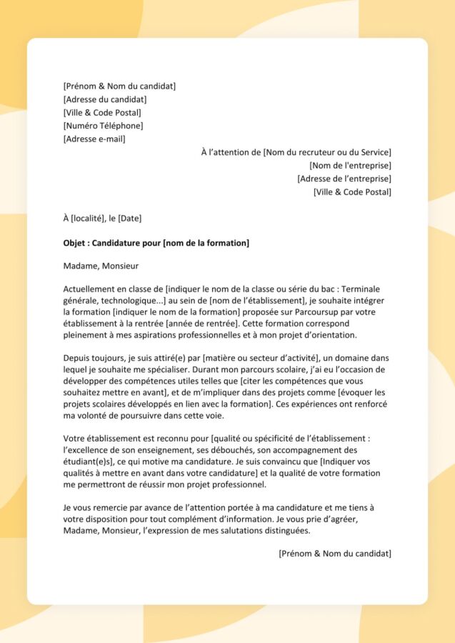 Modèle motivation Parcoursup