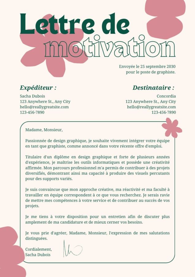 Exemple de lettre Parcoursup