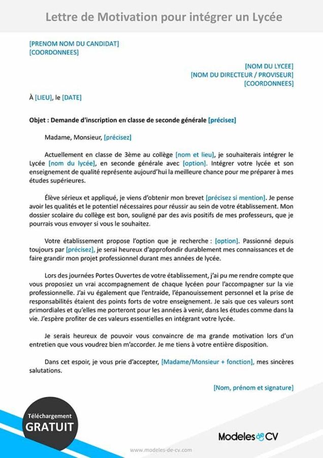Modèle motivation Parcoursup