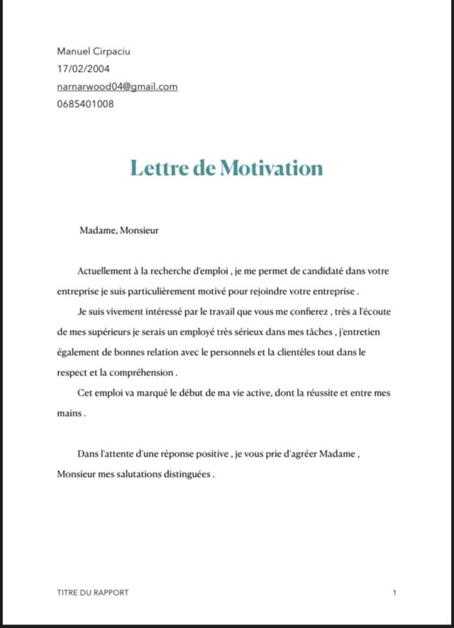 Modèle motivation Parcoursup